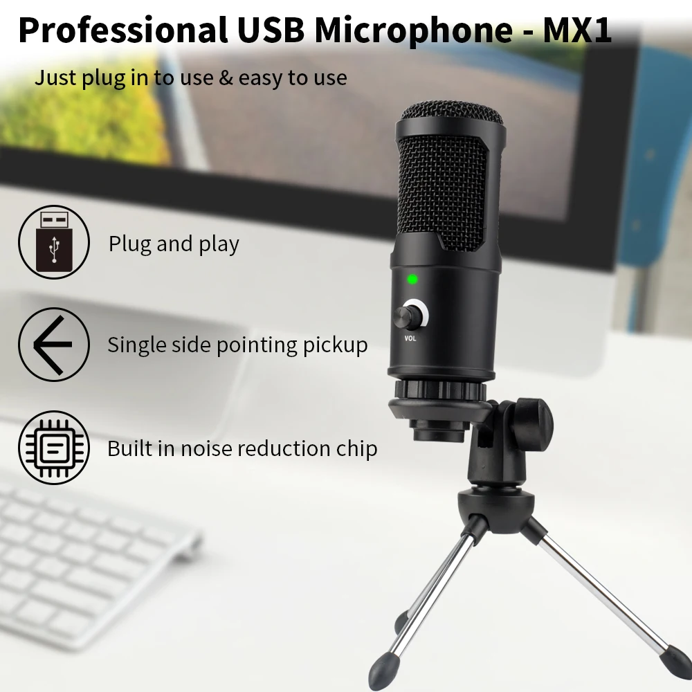 USB Microphone Condenser Microphones For PC Computer Laptop Recording Studio Singing Gaming Streaming MX-1 | Электроника