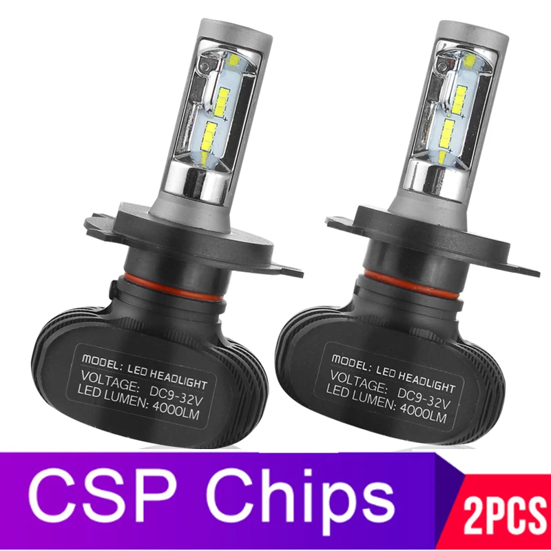 

2pcs Car S1 Super LED Headlight Lamp H7 H4 H11 H3 HB3 9005 H8 Led 9006 with CSP Chip Bulb 50W 8000lm 6000K LED Bulbs Auto