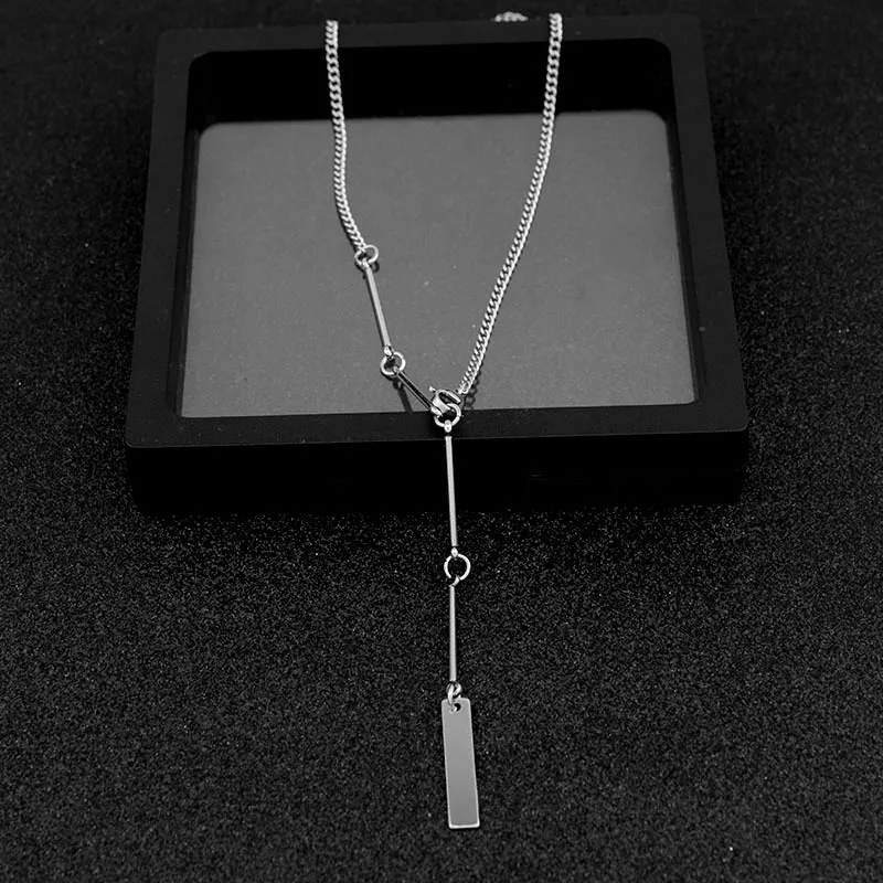 Новое корейское ожерелье из нержавеющей стали с геометрической подвеской в виде