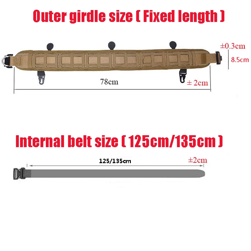 

Tactical Belt Molle War Battle Military Nylon Girdle Adjustable SWAT Army Waistband Support Removable CS Working Hunting Belt