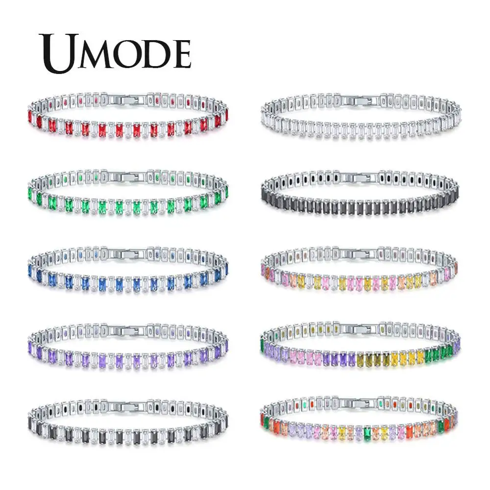 Модный Теннисный браслет UMODE разных цветов и из циркония для женщин ювелирные