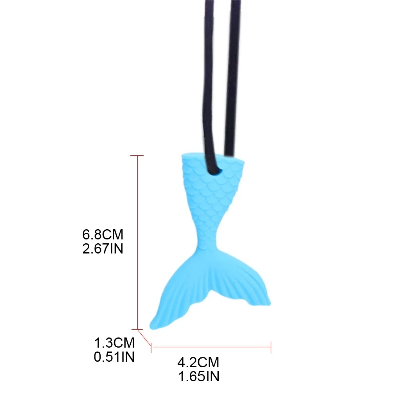 

Baby Teether Necklace Silicone Fish Tail Shape Pendant Chewing Soother Teething Nursing Toy for Newborn Infants