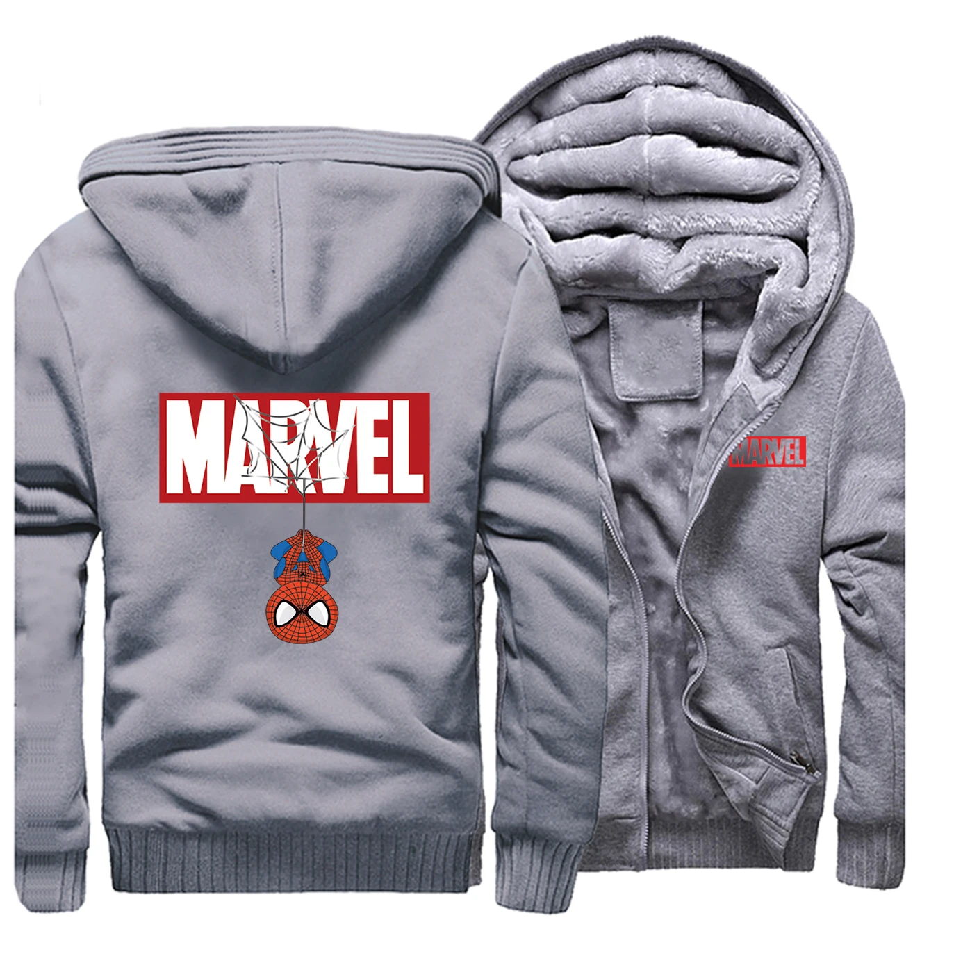 Зимние кофты с капюшоном "Marvel" Человек-паук, Мужская теплая Толстая Толстовка с капюшоном, Повседневная Новая мужская куртка на молнии, Брендовое пальто Мстителей