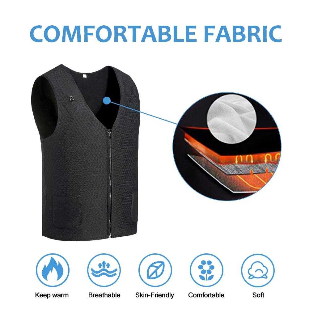 Мужской и женский жилет с подогревом от USB зимняя гибкая электрическая