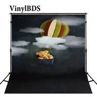 vinylbds family backgrounds bear hot air balloon photography children black night sky white clound digital studio