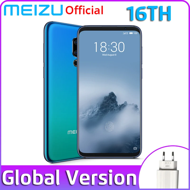 Meizu 16th, 16 ГБ, 8 ГБ, 128 ГБ, глобальная версия, Snapdragon 845, 6,0 '', экран 2160x1080 P, 3010 мА/ч, фронтальная, МП, встроенный экран, отпечаток пальца