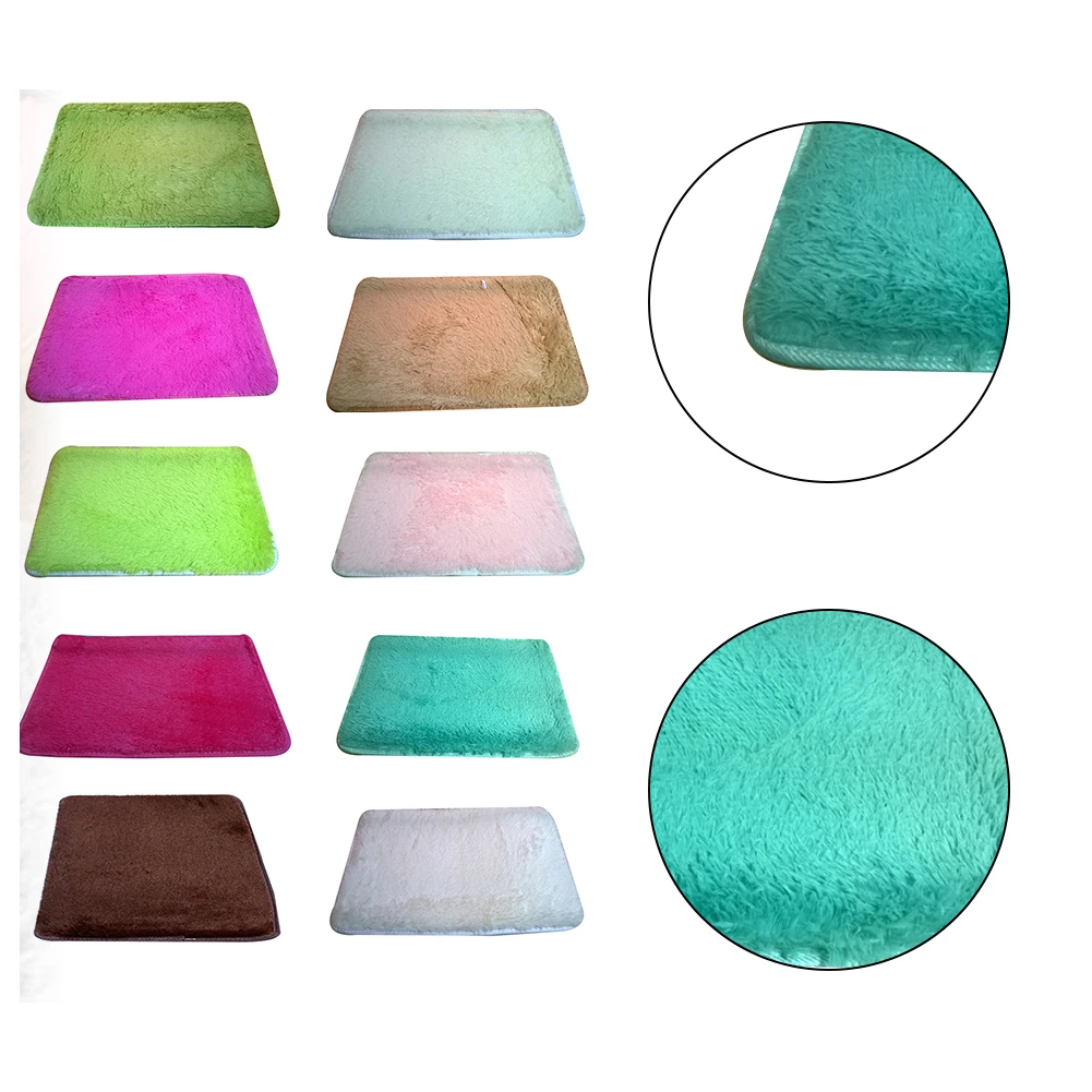 Одноцветные плюшевые напольные прокладки Нескользящие лохматые коврики
