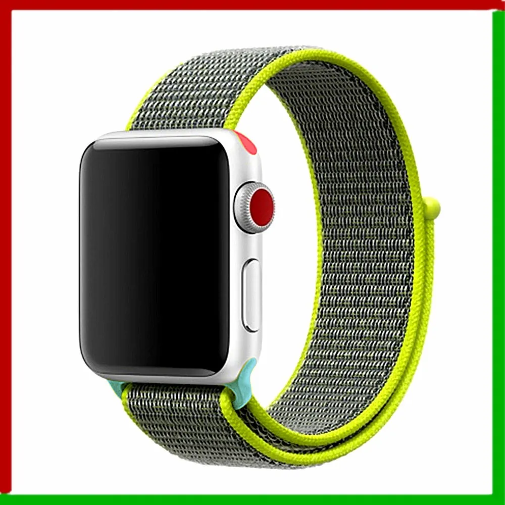Flash yellow 1 hit Нейлоновый ремешок для Apple Watch 42 мм 38 мм iWatch 4 ремешка 44 мм 40 мм Браслет спортивная петля ремешок для часов ремень для часов дышащий 5 4 3 2 1 - Цвет ремешка: Flash yellow 1 hit