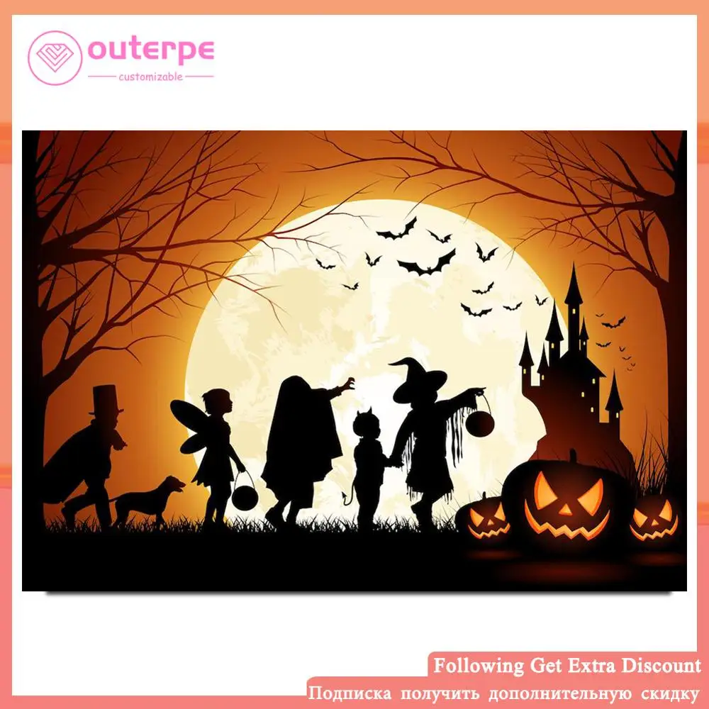 Алмазная 5D картина для творчества на Хэллоуин Тыква живопись вышивка крестиком