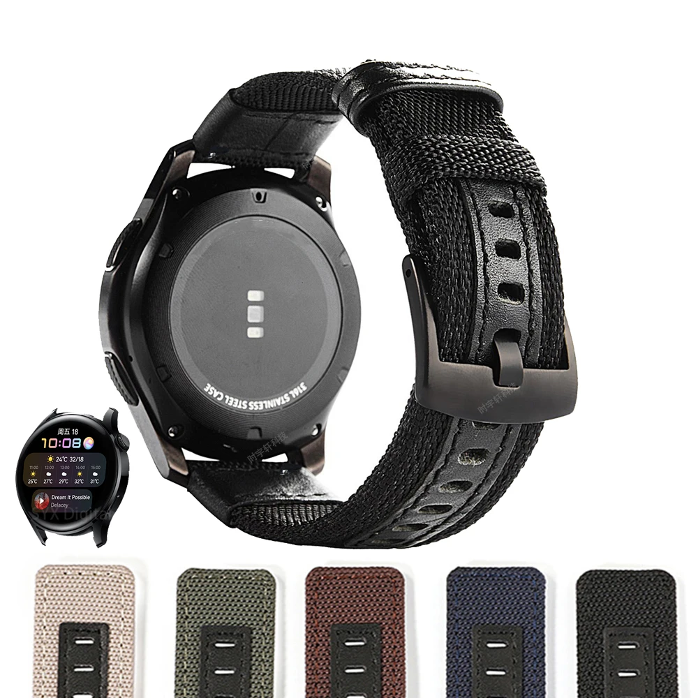 

Replacement Bracelet Strap Nylon Leather black Watchband for Huawei Watch3 Pro Correa For Huawei Watch 3 Smart Watch Accessories