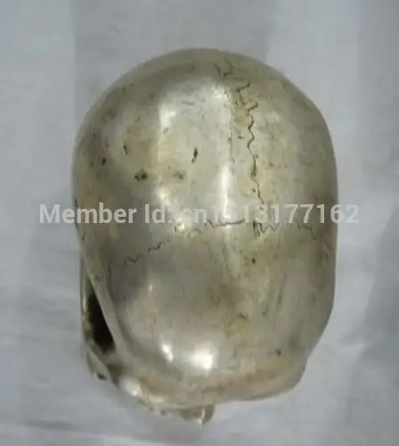 Китайская чудесная Серебряная голова Тибета с большим черепом DEATH'S HEAD NETSUKE