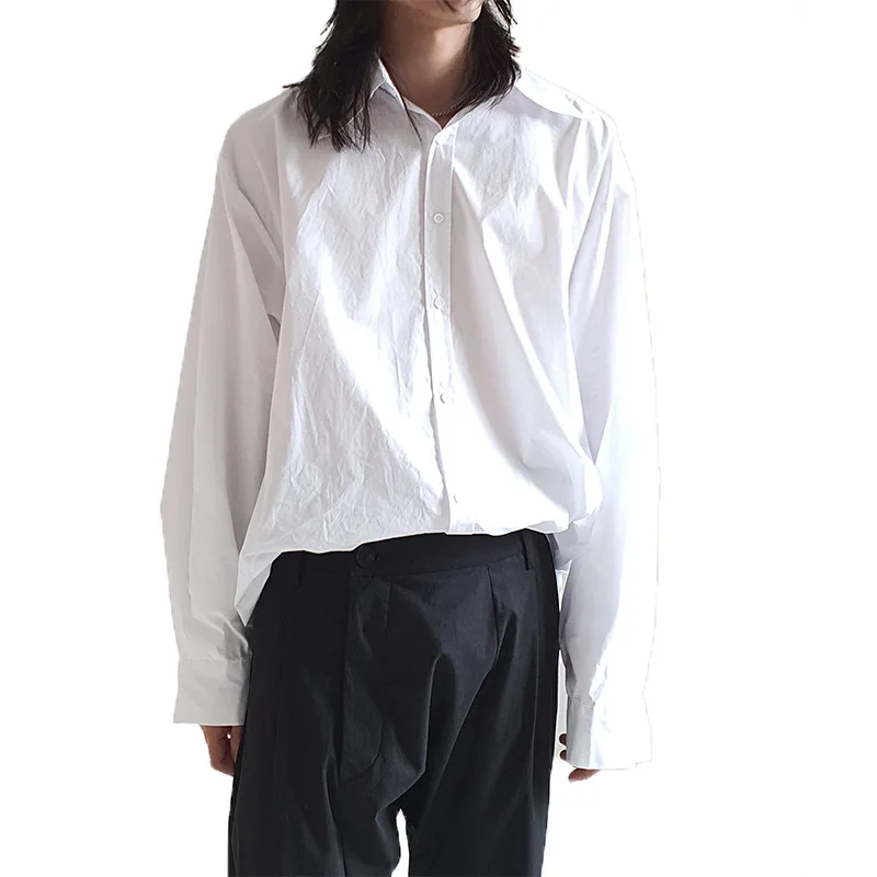 Men's Long-Sleeve Shirt Spring And Autumn New Basic Classic Pure Color Simple Casual Loose Large Size Shirt