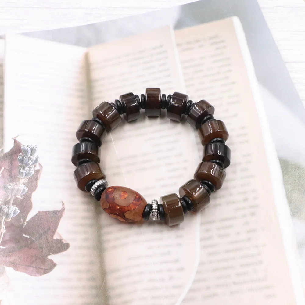 Beads Rosary String Bracelet Natural Agates Stone Retro Yoga Bracelets Tibet Dzi Wristband Prayer Bangle Gifts Jewelry 19cm B339 | Украшения