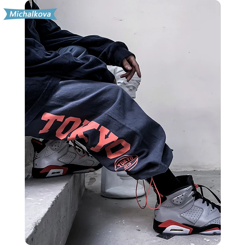 Черные брюки унисекс с отражениями прямые Джоггеры для ношения двумя способами