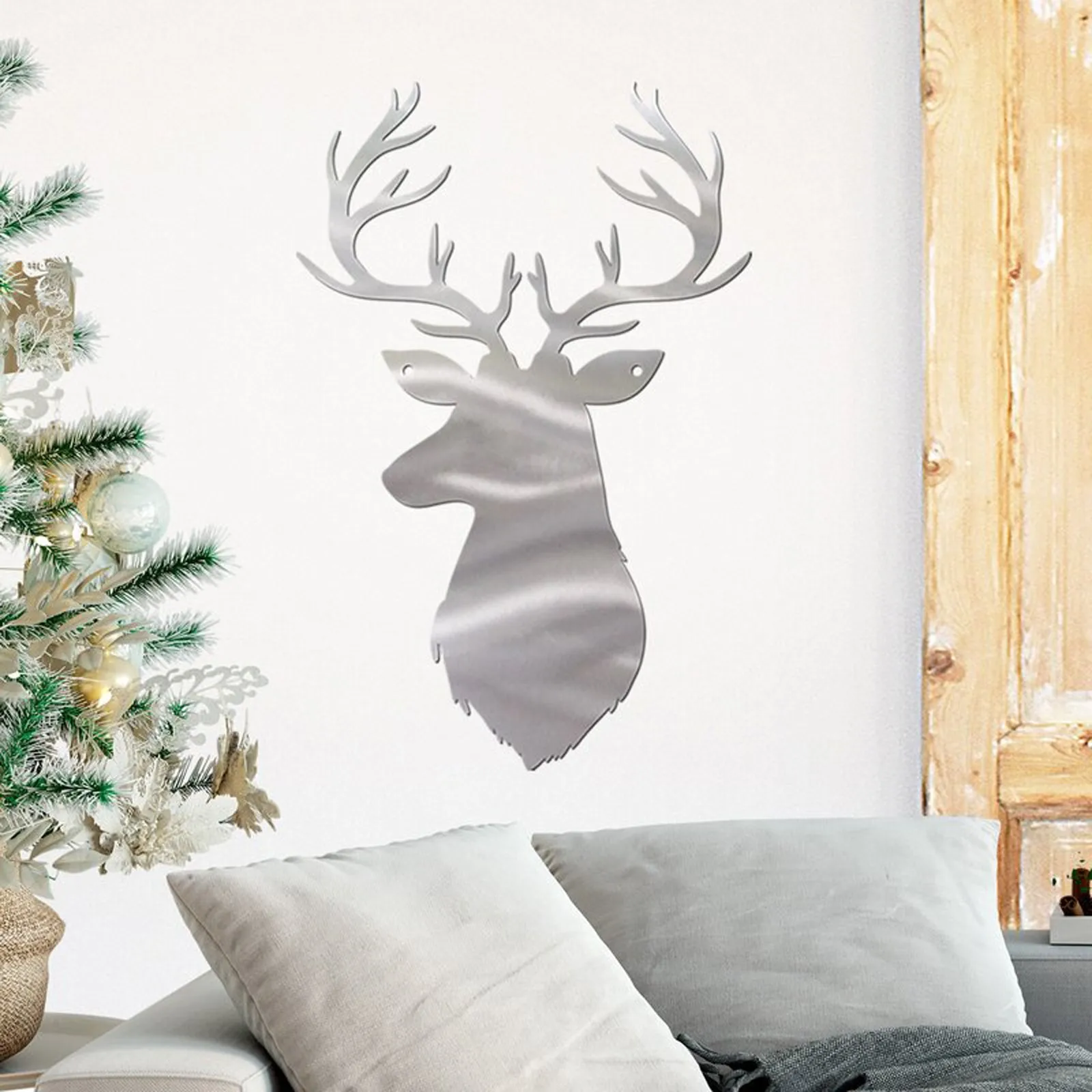 Christmas Ellie Deer Head Metal Crafts Antlers Wall Decoration Navidad Noel 2022 New Year Xmas Decor Рождество Navidad#g4 | Дом и сад