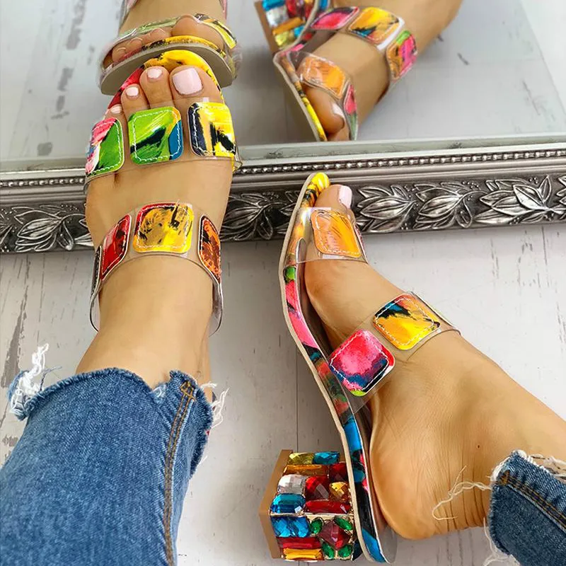 Женские клинообразные летние сандалии Нескользящие 4 см стразы открытый носок