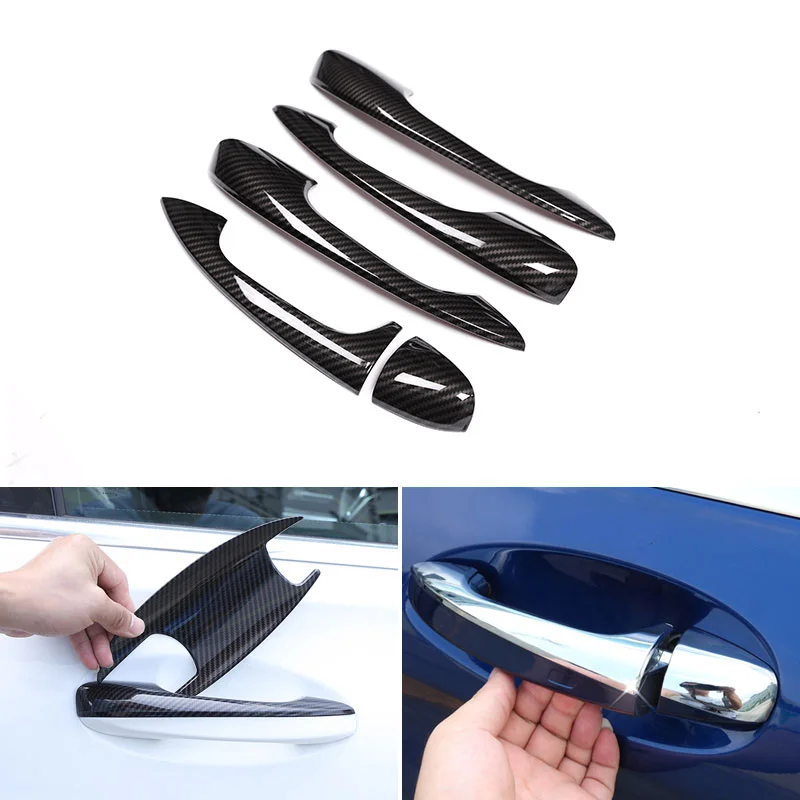 

Car Styling Carbon Fiber texture Exterior Door Handle Pull Cover Door Bowl Trim For Mercedes Benz C E GLC Class W205 W213 X253