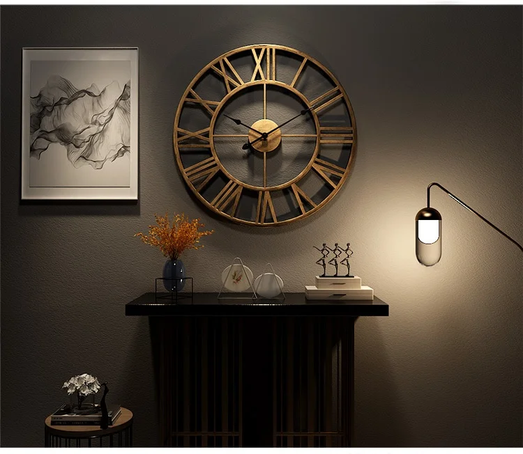 Хит продаж железные бесшумные настенные часы простые часы-бар в гостиной