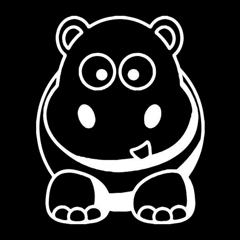 

Cute Hippo Applique Animal Applique Fashion Car Decoration Personality Pvc Waterproof Applique Black/white, 13cm*11cm