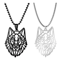 my shape wolf animal necklace forest animals men necklace hollow cut out pendant jewelry gift for women