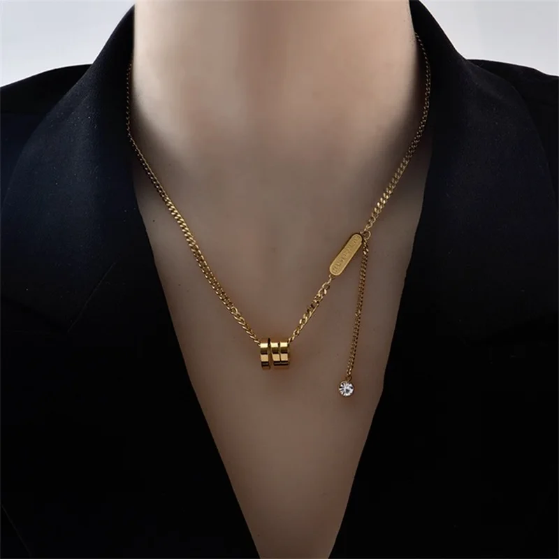 Новинка 2023 корейское золотое ожерелье из титановой стали модное готическое с