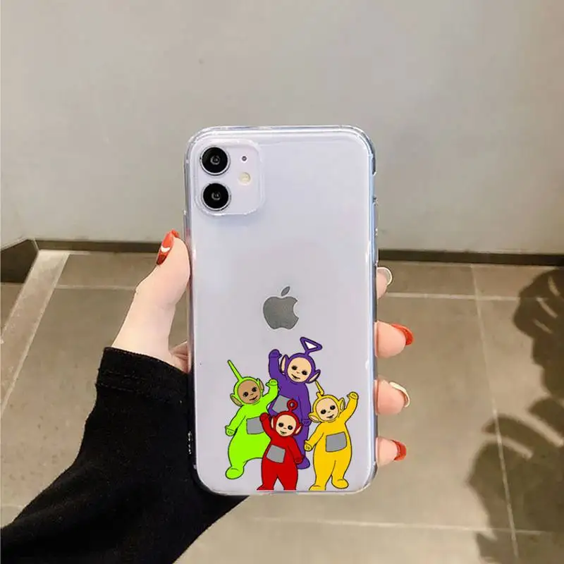 

Teletubbies Cartoon cute doll Phone Case Transparent for iPhone 6 7 8 11 12 s mini pro X XS XR MAX Plus