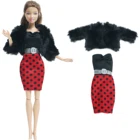 BJDBUS высокое качество один комплект наряд для куклы Черная шуба из искусственного меха вечернее платье Одежда для куклы Барби игрушки сделай сам