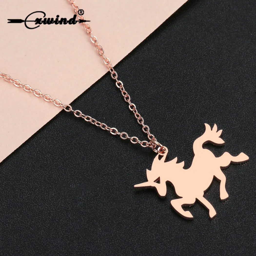 

Cxwind Fashion Statement Unicorn Horse Necklaces Charm Animal Horse Pendant Necklace For Women Girls Chain Choker Bijoux femme