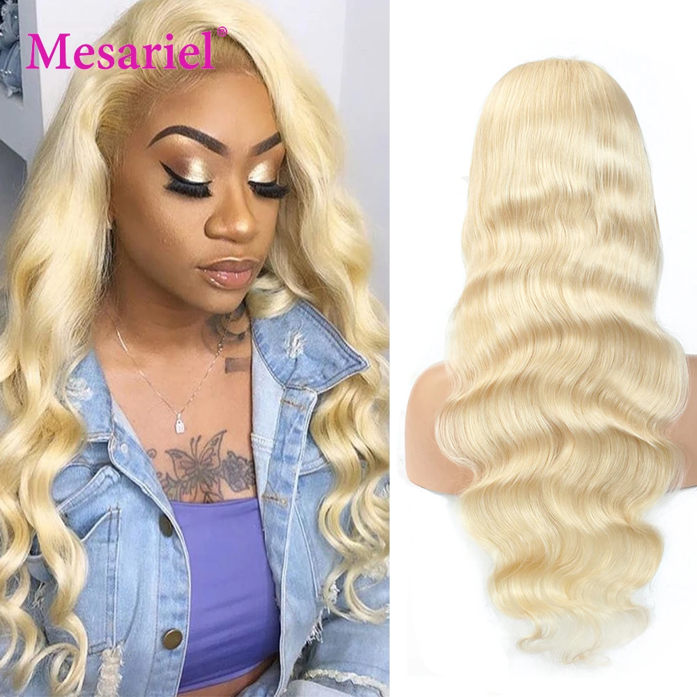 Mesariel 613 Blonde Lace Front Wig 150% 180% 250% Remy Peruvian Body Wave Hair 13x4 Frontal Wigs Preplucked With Baby | Шиньоны и
