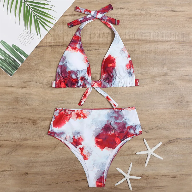 

High Waist Bikinis 2021 Women Swimsuit Female Plus Size Swimwear Bandage Floral Push Up Bikini Set Bathing Suit Biquini