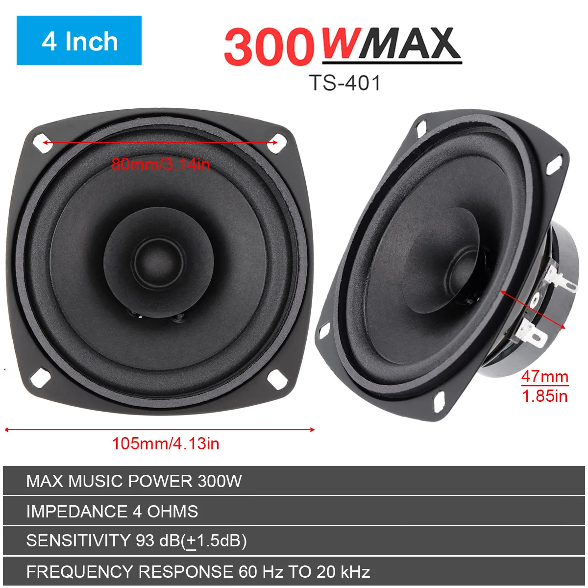 1pcs Car HiFi Coaxial Speaker 4/5/6 Inch Stereo Speakers 300W 400W 500W Full Range Frequency Auto Audio Music Loudspeaker | Автомобили и