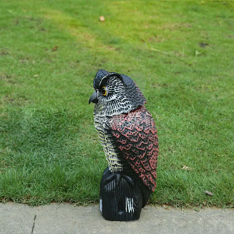 

Faroot Large Realistic Owl Decoy Rotating Head Pest Control Crow Scarecrow