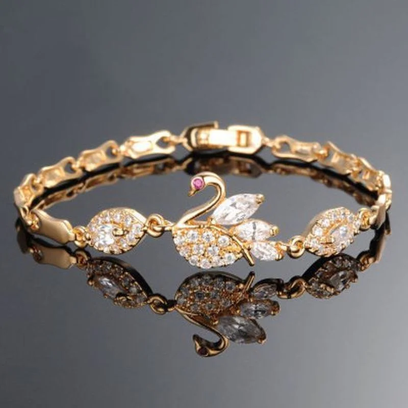 

Fashion Swan Women's Bracelet Classical Gold Zircon Chain Link Jewelry Bracelet