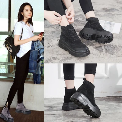 

2021 autumn and winter new casual all-match lace-up thick-soled large size women's short boots