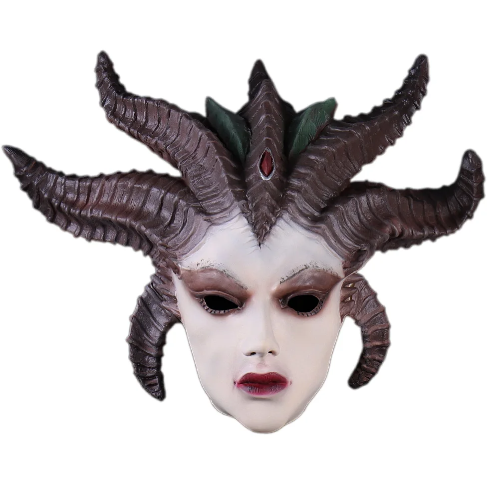 

Game Diablo IV Lilith Devil Mask Cosplay Horror Demon Vampire Latex Masks Helmet Halloween Party Costume Props