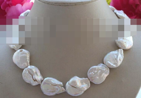 

004129 Genuine Natural 26mm white Reborn Keshi Pearl Necklace 14