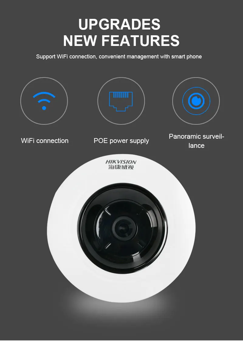 HIKVISION DS-2CD3935FWD-IWS 3MP Fisheye 360 градусов видеонаблюдения IP Камера Поддержка Wi-Fi SD карты PoE ИК P2P мобильное приложение Управление