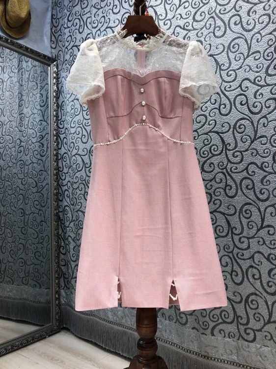 

Новинка 2021, женское модное кружевное прозрачное облегающее ТРАПЕЦИЕВИДНОЕ ПЛАТЬЕ С Коротким Рукавом и вырезом лодочкой, 701