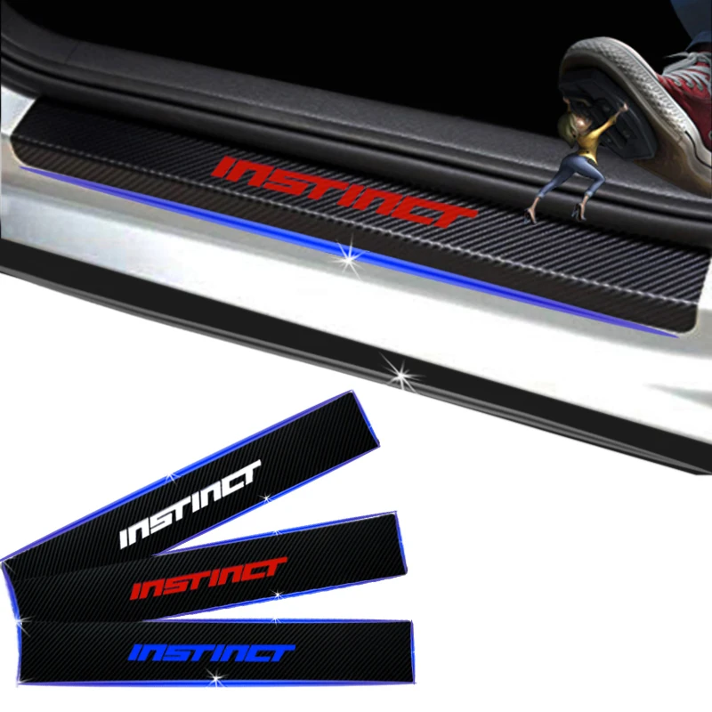 

For Peugeot Instinct Carbon Fiber Vinyl Sticker Car Door Sill Protector Door Step Plate Protector Interior Car Accessories 4Pcs