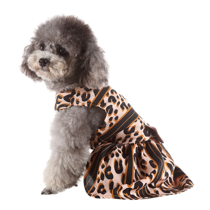 Сексуальное платье с леопардовым принтом и круглым вырезом для собак Одежда