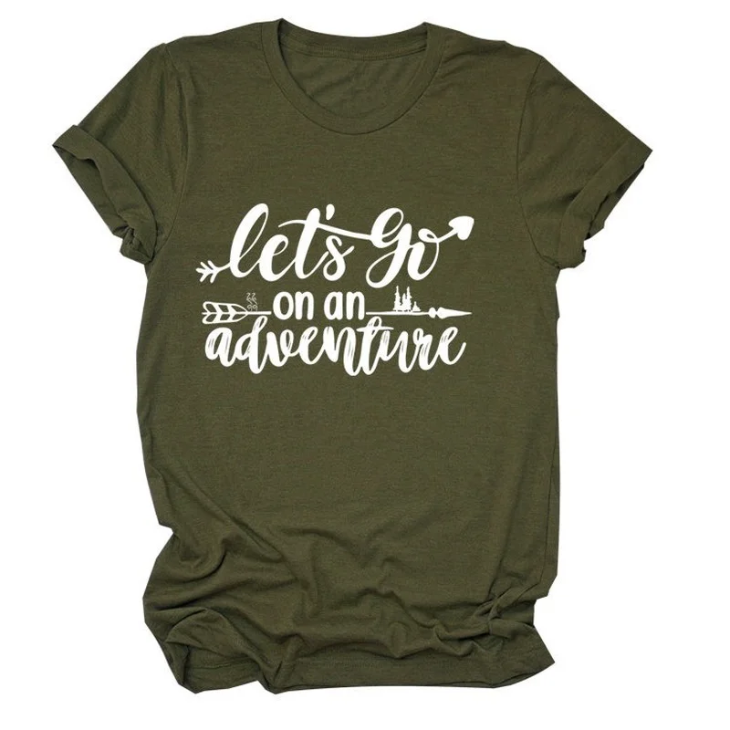 

Let's Go on An Adventure Print Women T Shirt Short Sleeve ONeck Loose Women Tshirt Ladies Tee Shirt Tops Clothes Camisetas Mujer