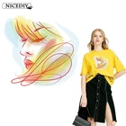 Модные акварельные наклейки Nicediy для девочек, наклейки на одежду, термотрансферные виниловые наклейки, аппликация на одежду, значок сделай сам