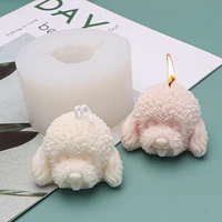 3d cute teddy dog head silicone mold korea ins wind ornaments aroma diy creative candle baking cake mousse mold wax tools