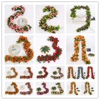 4pcs artificial rose flower vines several color designs silk rose vine for supper market shopping mall outdoor project