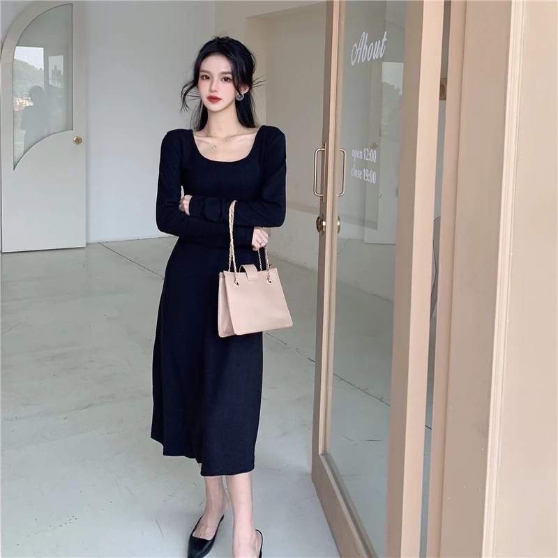 

Chic Fashionable And Versatile, High Waist And Thin, Medium And Long, With Solid Color Dress Inside And Outside