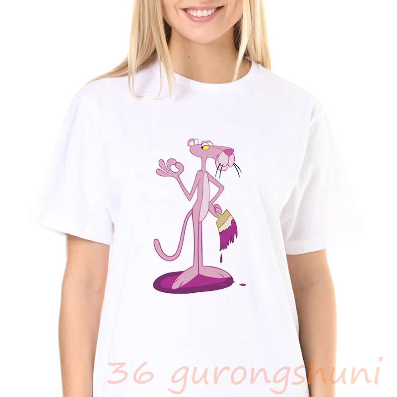 tops cute anime cartoon graphic t shirts tees print tshirt goth pink panther shirt women grunge aesthetic clothes streetwear | Женская