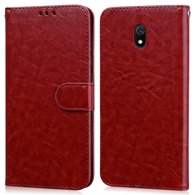 Brown Чехол для телефона для Xiaomi Redmi 8A, силиконовый чехол, бампер, кожаный кошелек, флип-чехол для Xiaomi Redmi 8A A8, чехол, мягкий ТПУ - Цвет: Brown