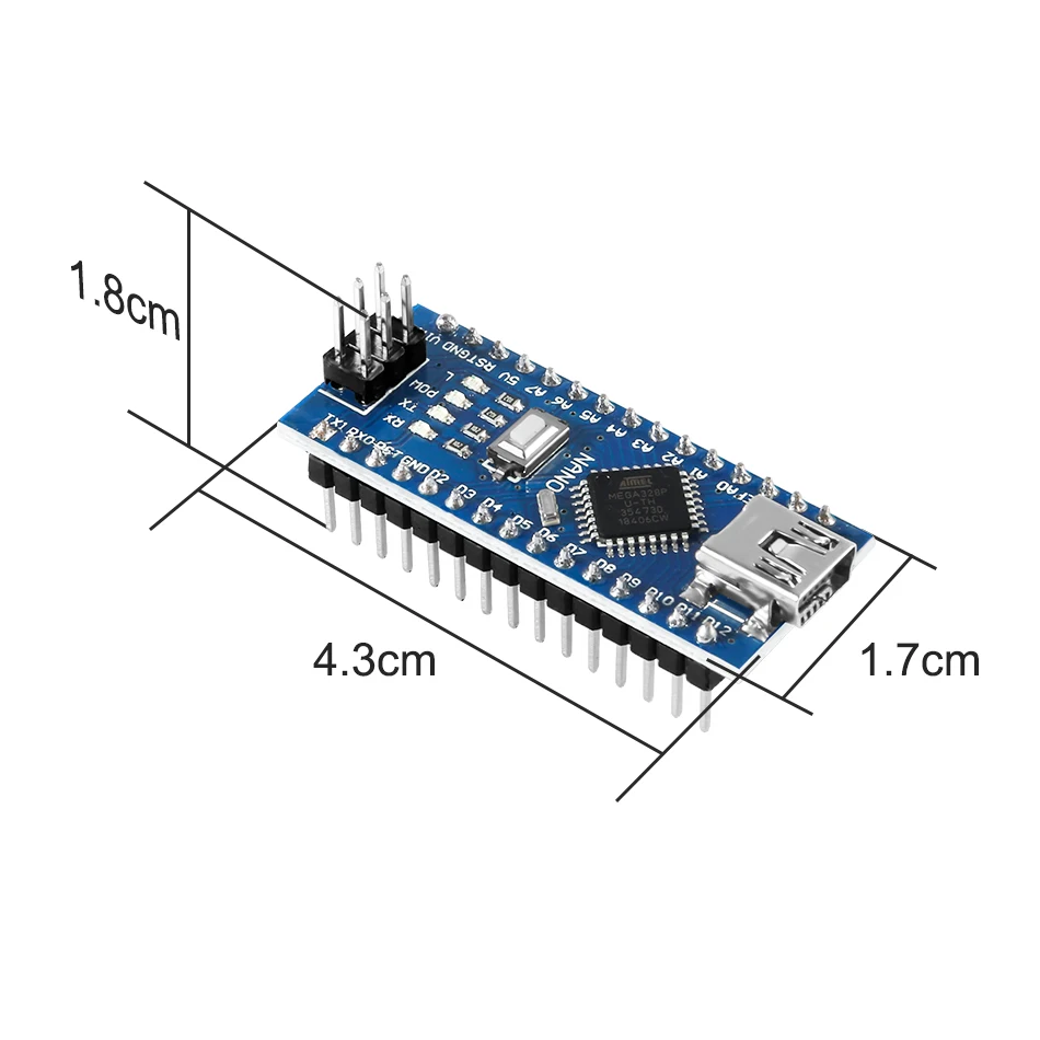 

Nano Board CH340/ATmega328P Without USB Cable, Compatible with Arduino Nano V3.0 ( Without Cable)