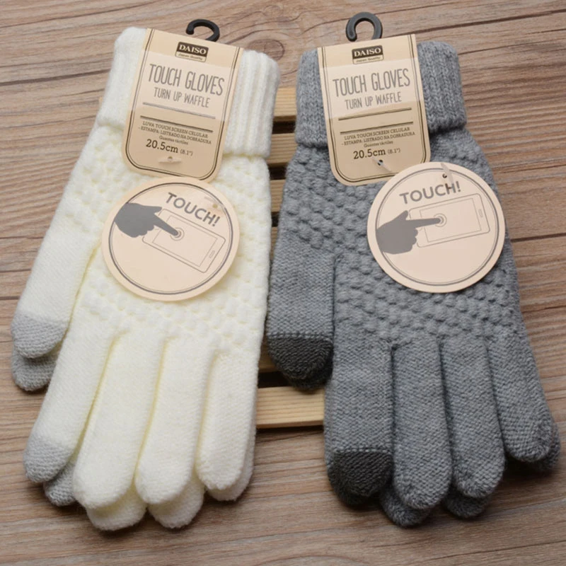 

Мужские вязаные перчатки, однотонные теплые перчатки из шерсти и кашемира для работы с сенсорным экраном, зима 2021