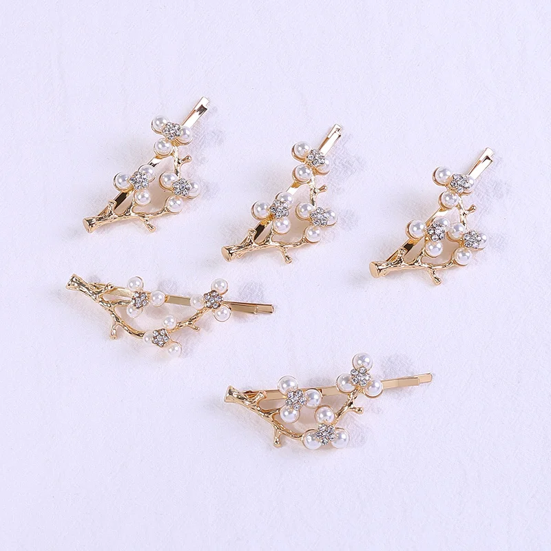 

Vintage Gold Silver Tree Hair Clips Girls Alloy Pearl Hairpins Fashion Hairgrips Lady Elegance Metal Hair Accessories For Women
